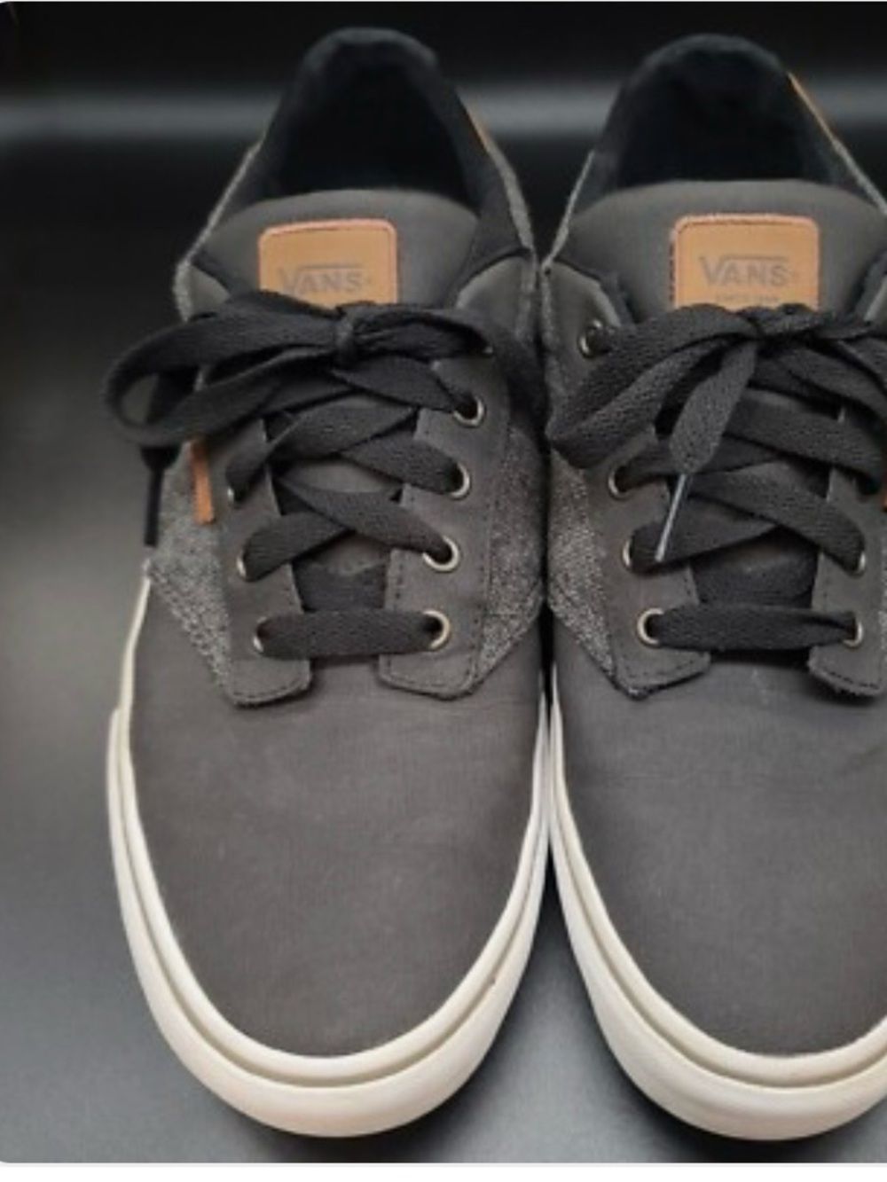Vans Gray and White Low-Top Canvas Sneakers